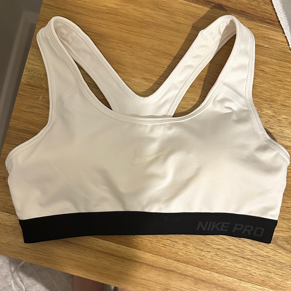 Nike Pro Women's Cream and Black Sports Bra (Sm)
